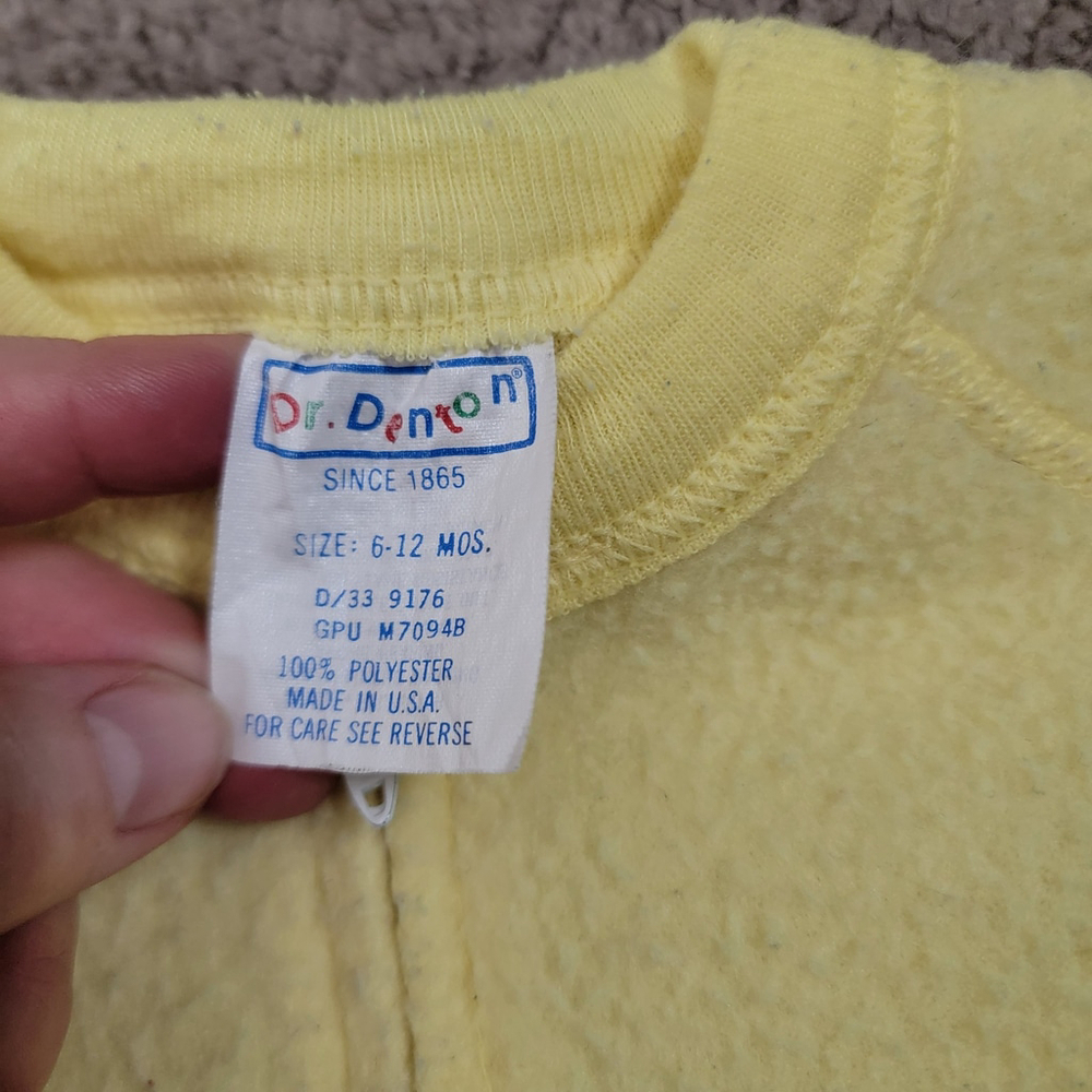 Vintage 70s Dr. Denton Blanket Sleeper Yellow zip Footie pajamas 6-12 mo - Picture 9 of 15